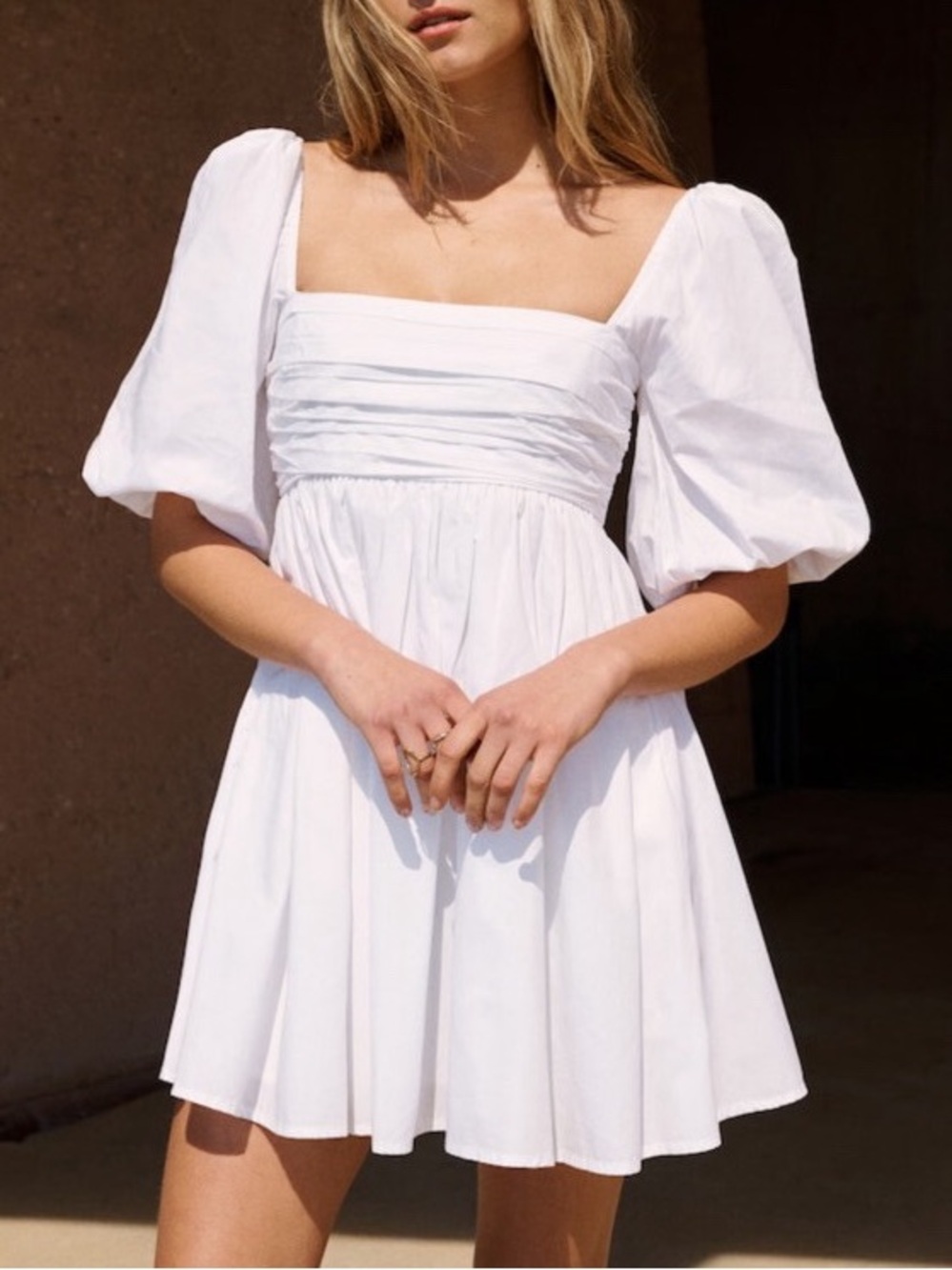 abercrombie & fitch ruched bodice puff sleeve mini dress